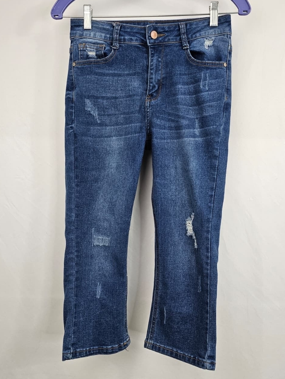 SimplYoung Cropped Ripped Stretch Skinny Jeans, Sz 7